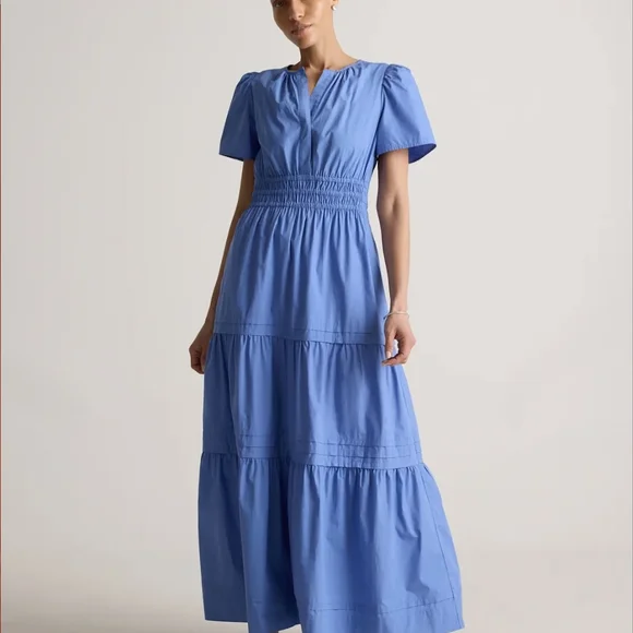 Quince Tiered Maxi Dress in Navy, White, and True Blue - Picture 4 of 4